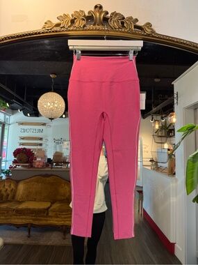Beyond Yoga Pink High-Waist Leggings with Side Stripe